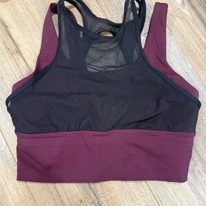 Lululemon Women's Black and Burgundy Mesh Sports Bra